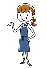 エプロン姿の女性：紹介、案内