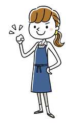 エプロン姿の女性：やる気