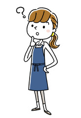 エプロン姿の女性：疑問
