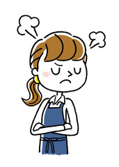 エプロン姿の女性：怒る
