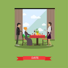 Romantic date vector illustration in flat style