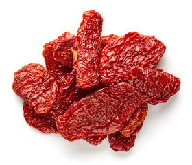 Heap of sun dried tomatoes from above