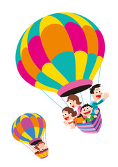 Obraz na płótnie Canvas 気球、気球と家族、家族、ファミリー