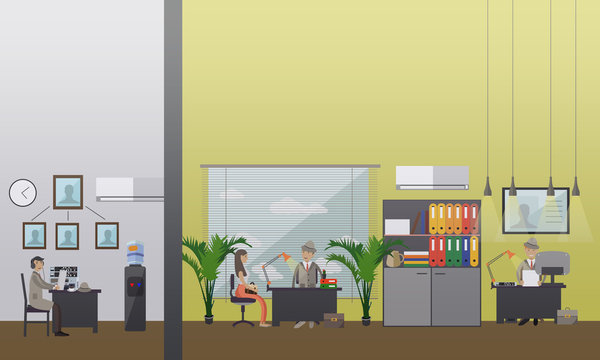 Vector illustration of detective office in flat style
