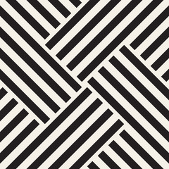 Repeating Geometric Stripes Tiling. Vector Seamless Monochrome Pattern