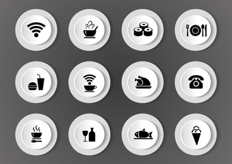 Vector set of black icons with food