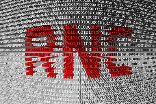 RNC in the form of binary code, 3D illustration