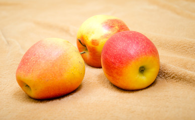 apples on a beige background