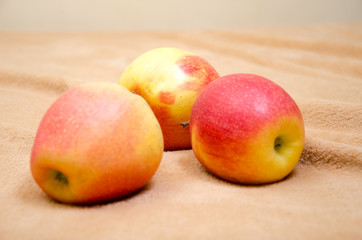 apples on a beige background