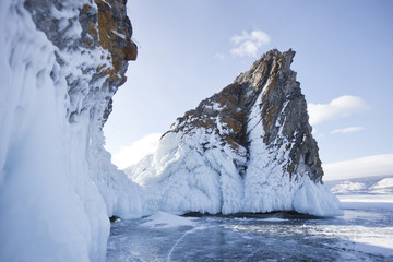 Lake Baikal, Mare's head Cape (Chorin-irgi), Olkhon island. Winter landscape