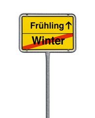 Schild Frühling-Winter
