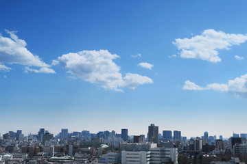 Tokyo cityscape blue sky