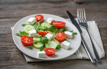 Appetizing greek salad with spices