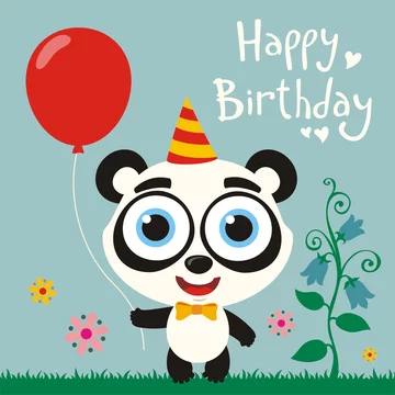Happy Birthday Card With Panda Bear Royalty Free Vector 