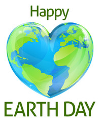 Happy Earth Day Heart Globe Design