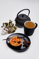 Persimmon tart and tea.
