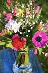 Grußkarte - bunter Blumenstrauß - Frühling