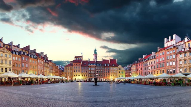 Warsaw, Old town square - Time lapse