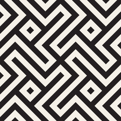 Repeating Geometric Stripes Tiling. Vector Seamless Monochrome Pattern