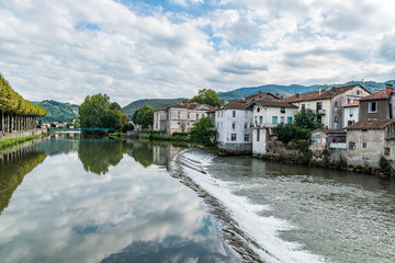 Fototapeta premium Old buildings in southern french city Saint-Girons