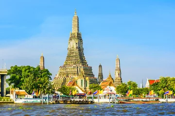 Foto op Plexiglas Wat Arun in Bangkok of Tempel van de Down © davidionut