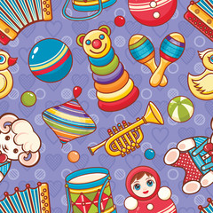 Child toy seamless pattern. Design element for postcard, banner, flyer