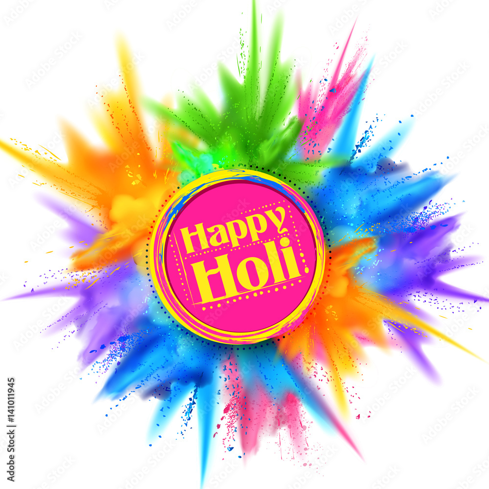 Sticker Powder color explosion for Happy Holi Background