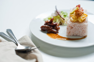 Fried rice Mixed with Shrimp paste (Kao Cluk Ka Pi), Thai style food - obrazy, fototapety, plakaty