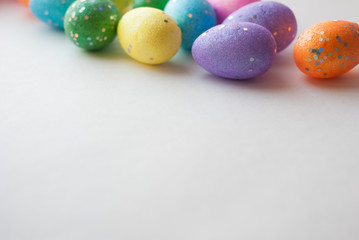 Easter eggs on white background, decorative eggs,