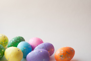 Easter eggs on white background, decorative eggs,