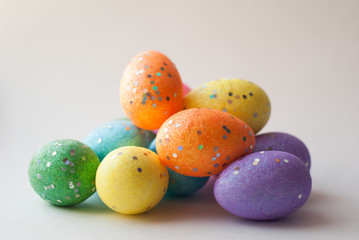Easter eggs on white background,