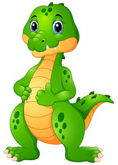 Obraz premium Ładny krokodyl kreskówka dając kciuki do góry