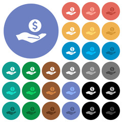 Dollar earnings round flat multi colored icons