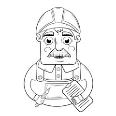 worker in protective helmet with a folder in his hands.