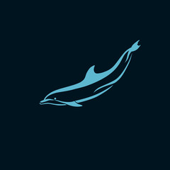 dolphin line logo on dark background