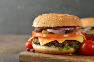 Traditional homemade cheeseburger