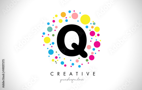 "Q Bubble Dots Letter Logo Design with Creative Colorful Bubbles