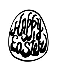 Happy Easter holiday egg hand drawn ettering typography vector illustration