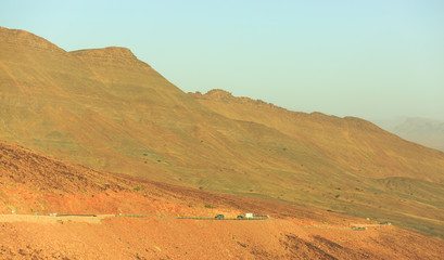 Beautiful Moroccan Mountain landscape in desert with blue sky