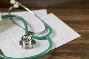 Stethocope and blood test result