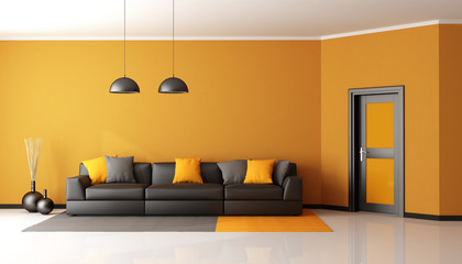 Black and orange living room