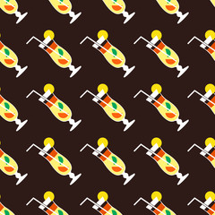 Seamless cocktail pattern on a brown background