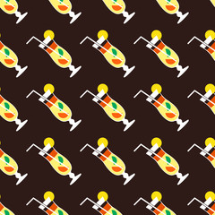 Seamless cocktail pattern on a brown background