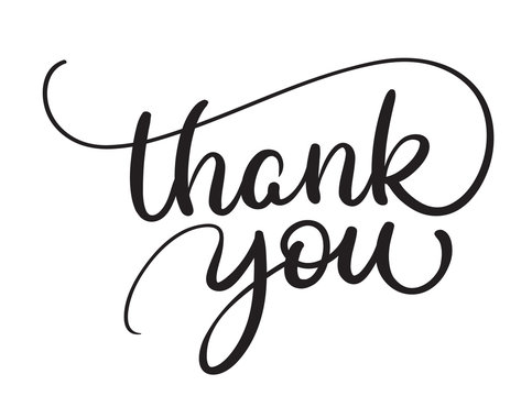 Thank you text on white background. Calligraphy lettering Vector illustration EPS10