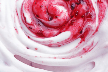Tasty yogurt and jam, closeup