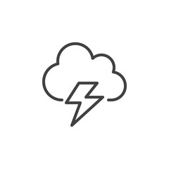 Cloud, lightning line icon, outline vector sign, linear style pictogram isolated on white. Symbol, logo illustration. Editable stroke. Pixel perfect