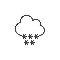 Cloud snow line icon, outline vector sign, linear style pictogram isolated on white. Winter symbol, logo illustration. Editable stroke. Pixel perfect