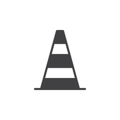Pylon, traffic cone icon vector, filled flat sign, solid pictogram isolated on white. Symbol, logo illustration. Pixel perfect