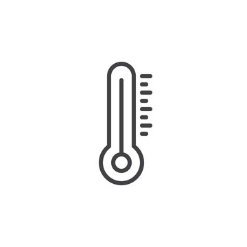 Thermometer line icon, outline vector sign, linear style pictogram isolated on white. Temperature symbol, logo illustration. Editable stroke. Pixel perfect