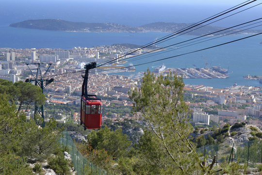 Cable road at Faron mountain. Toulon. France